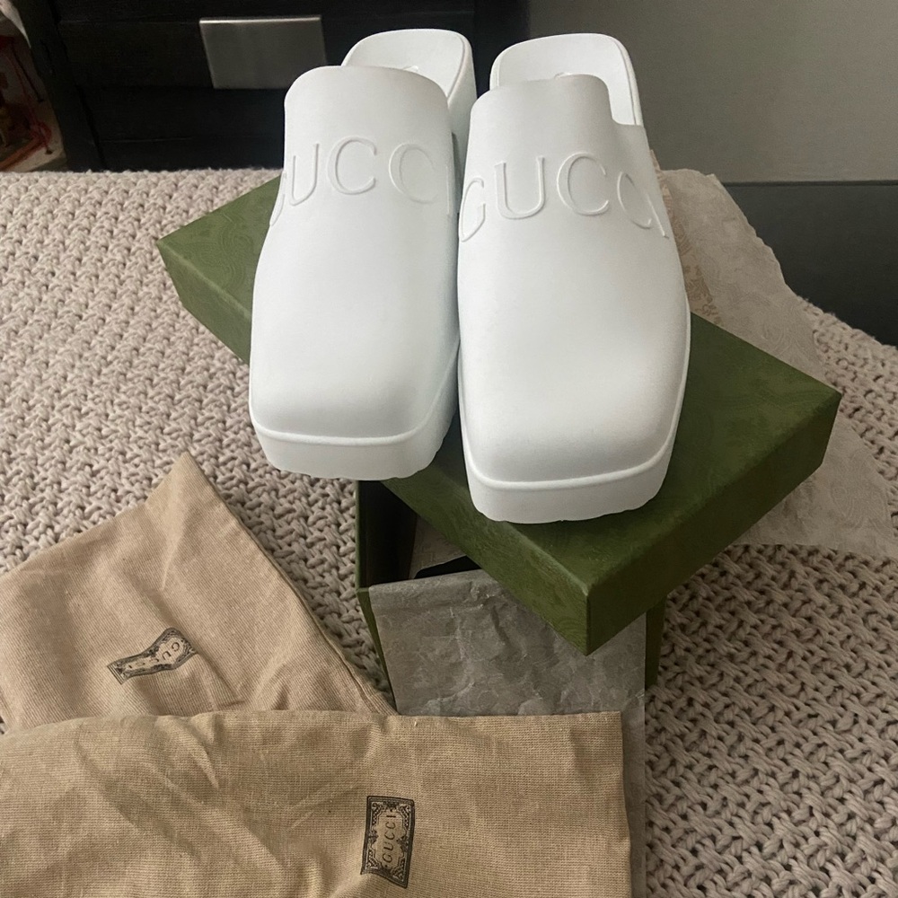 Gucci White Mules